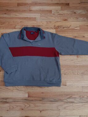 IZOD PerformX Men's Quarter Zip Long Sleeve Polo Pull-Over Sweater Red Gray XL